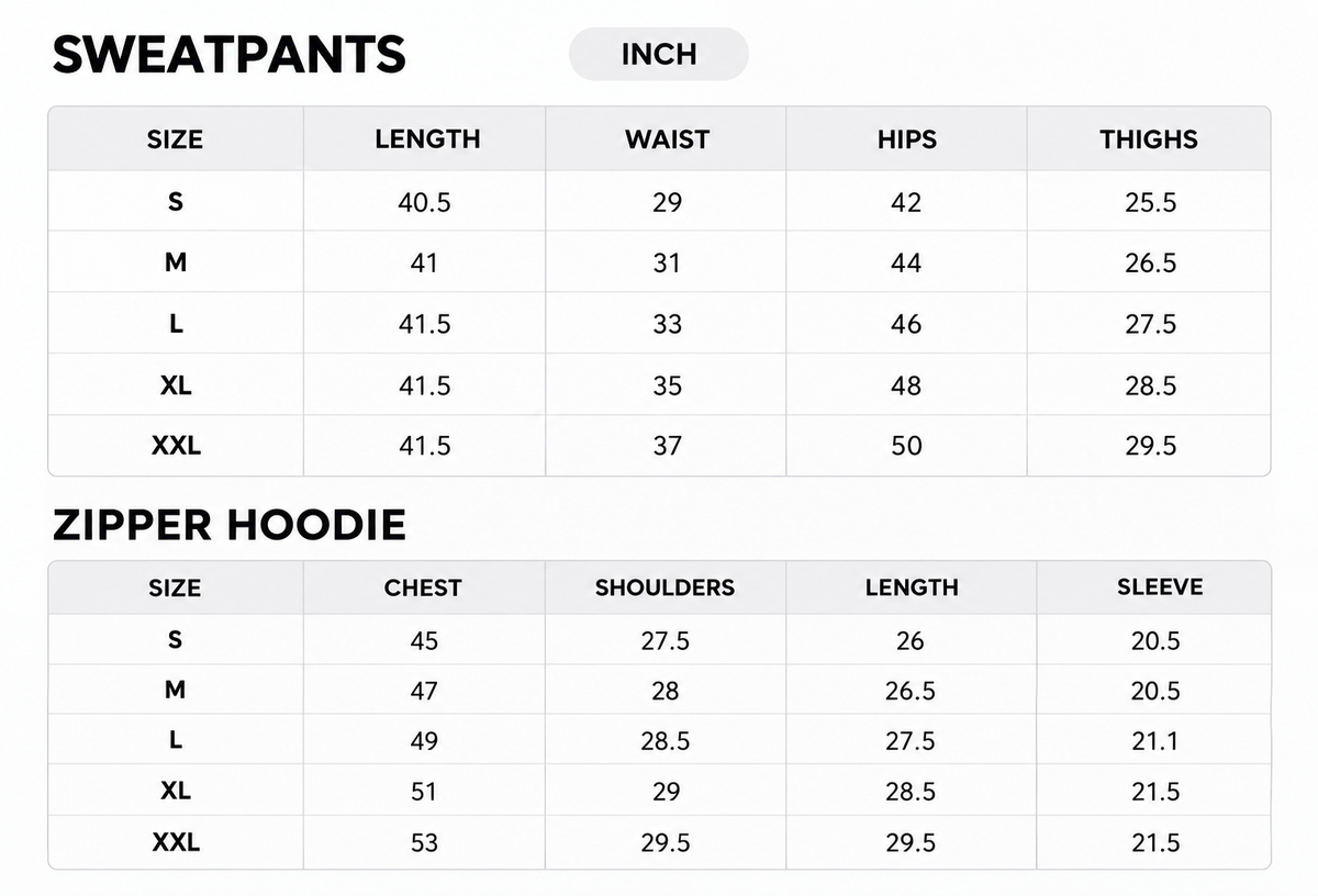 Size chart - INCH