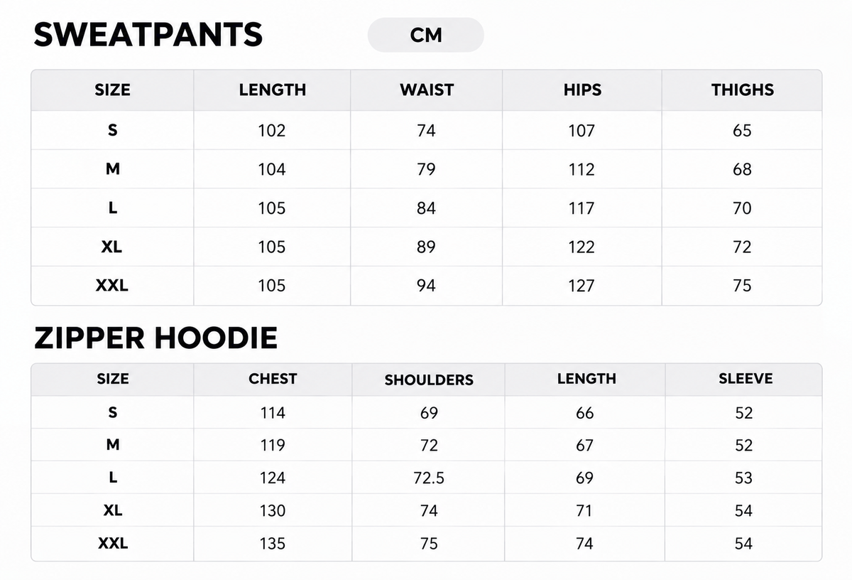 Size chart - CM