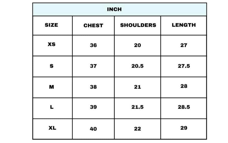 Size chart
