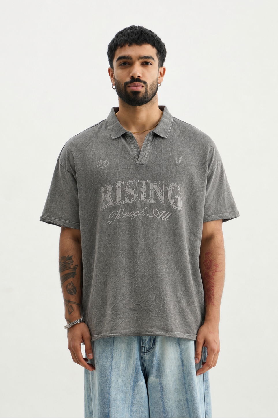 Rising Through All Black Wash Polo