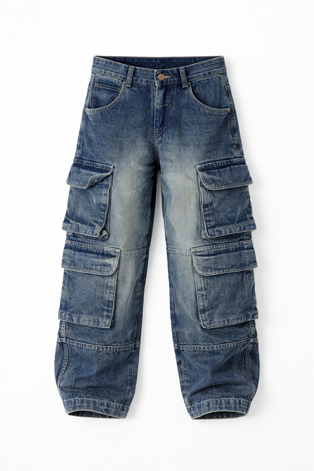 Stone Wash Denim Cargo