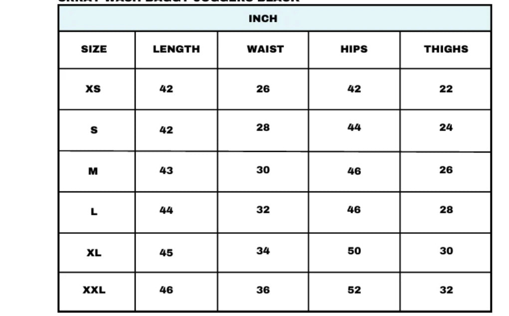 Size chart