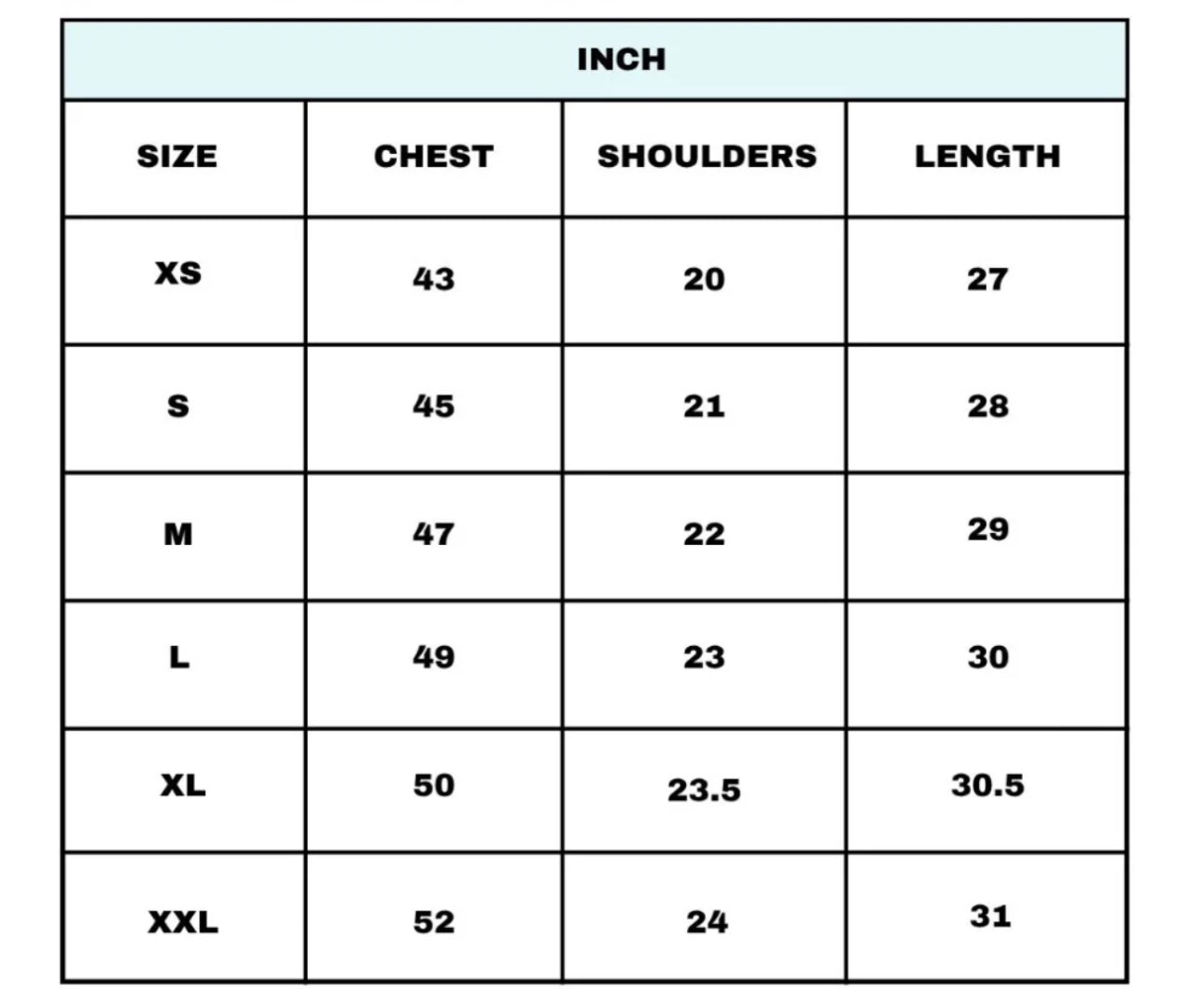 Size chart