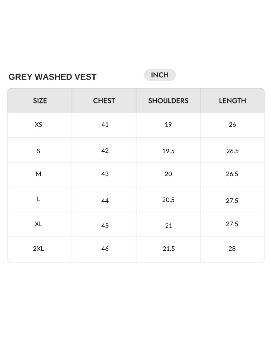 Size chart