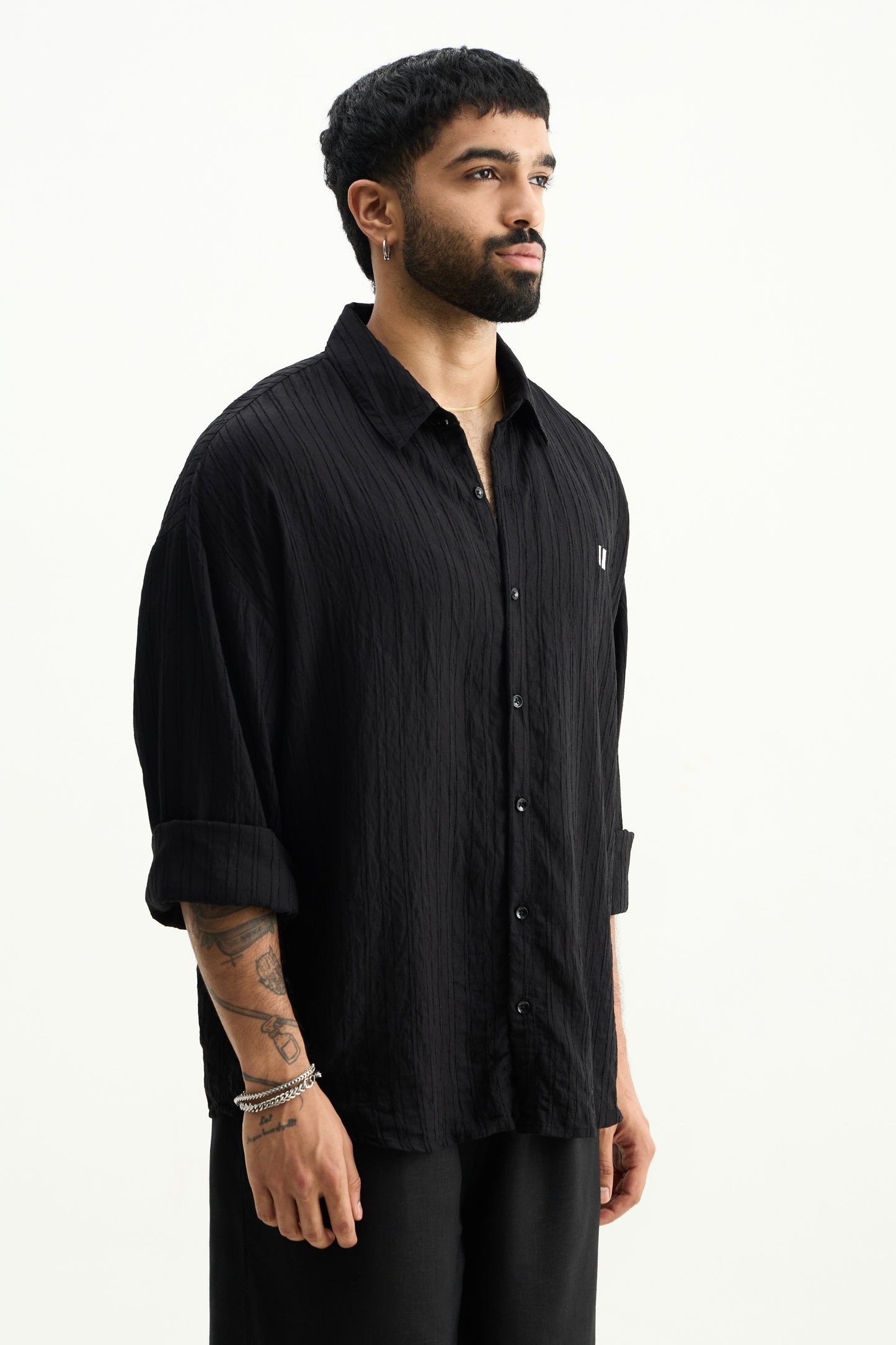 Black Raasta Striped Shirt