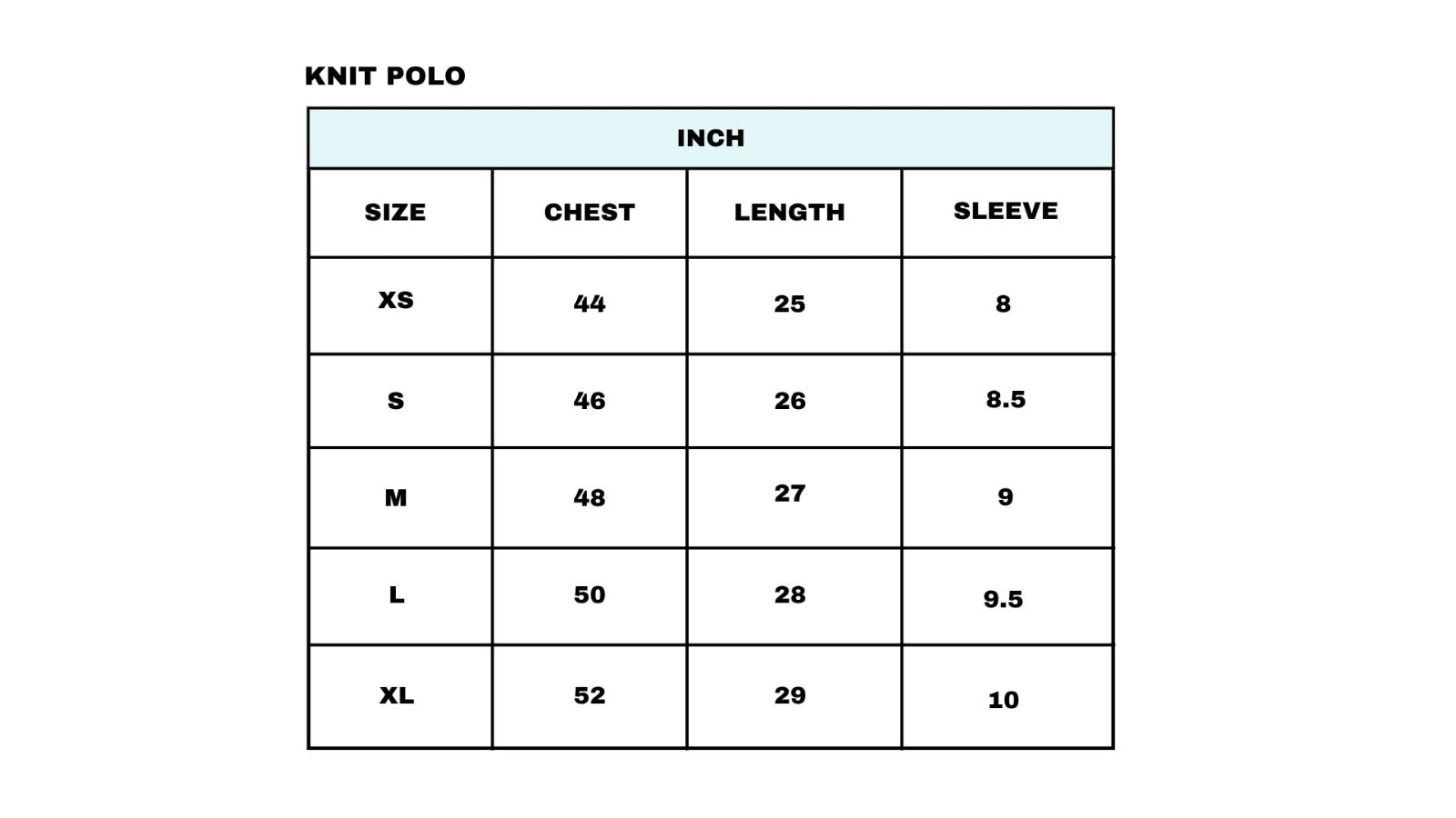 Size chart