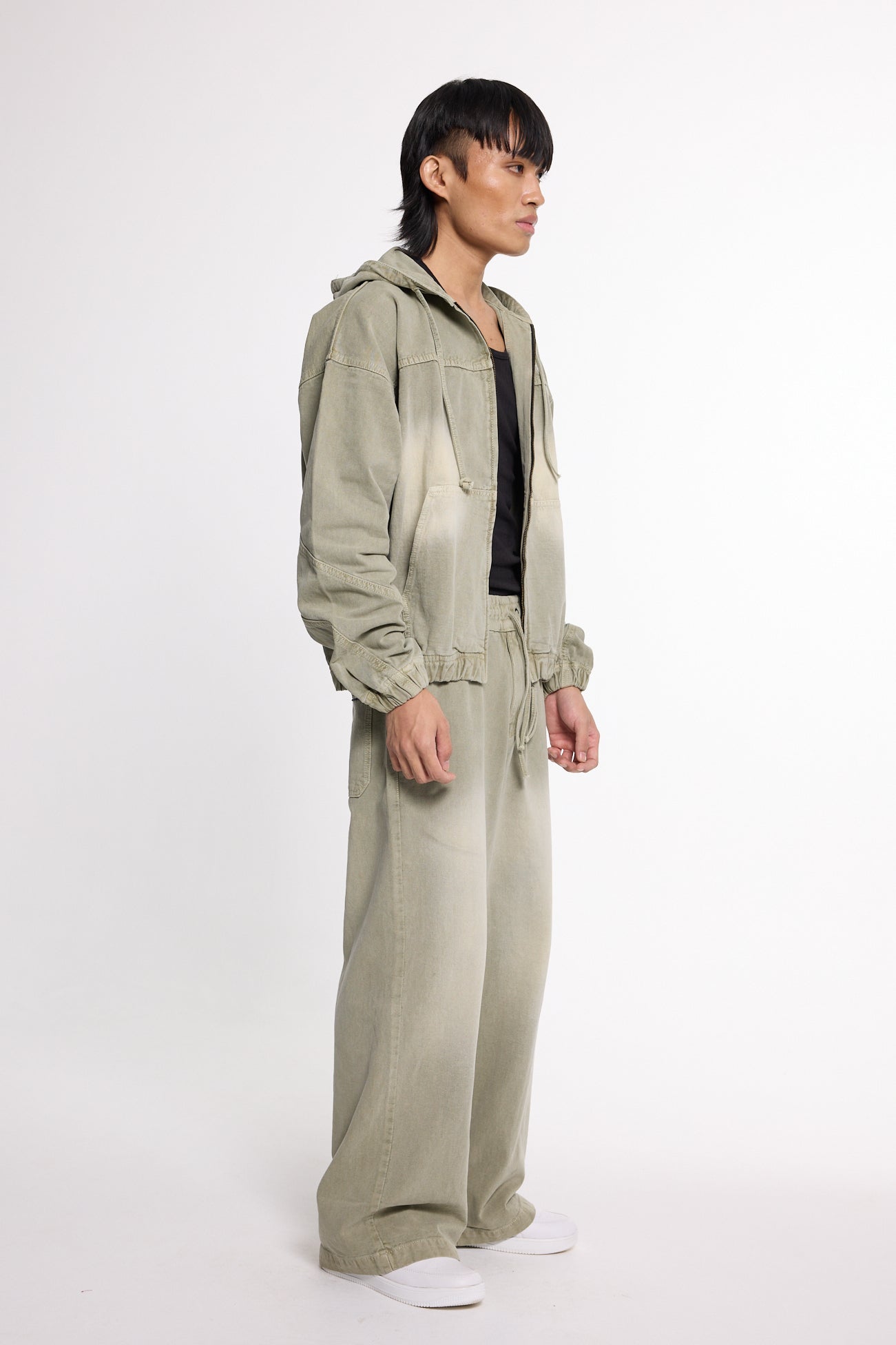 Olive Washed Denim Co-ord Set