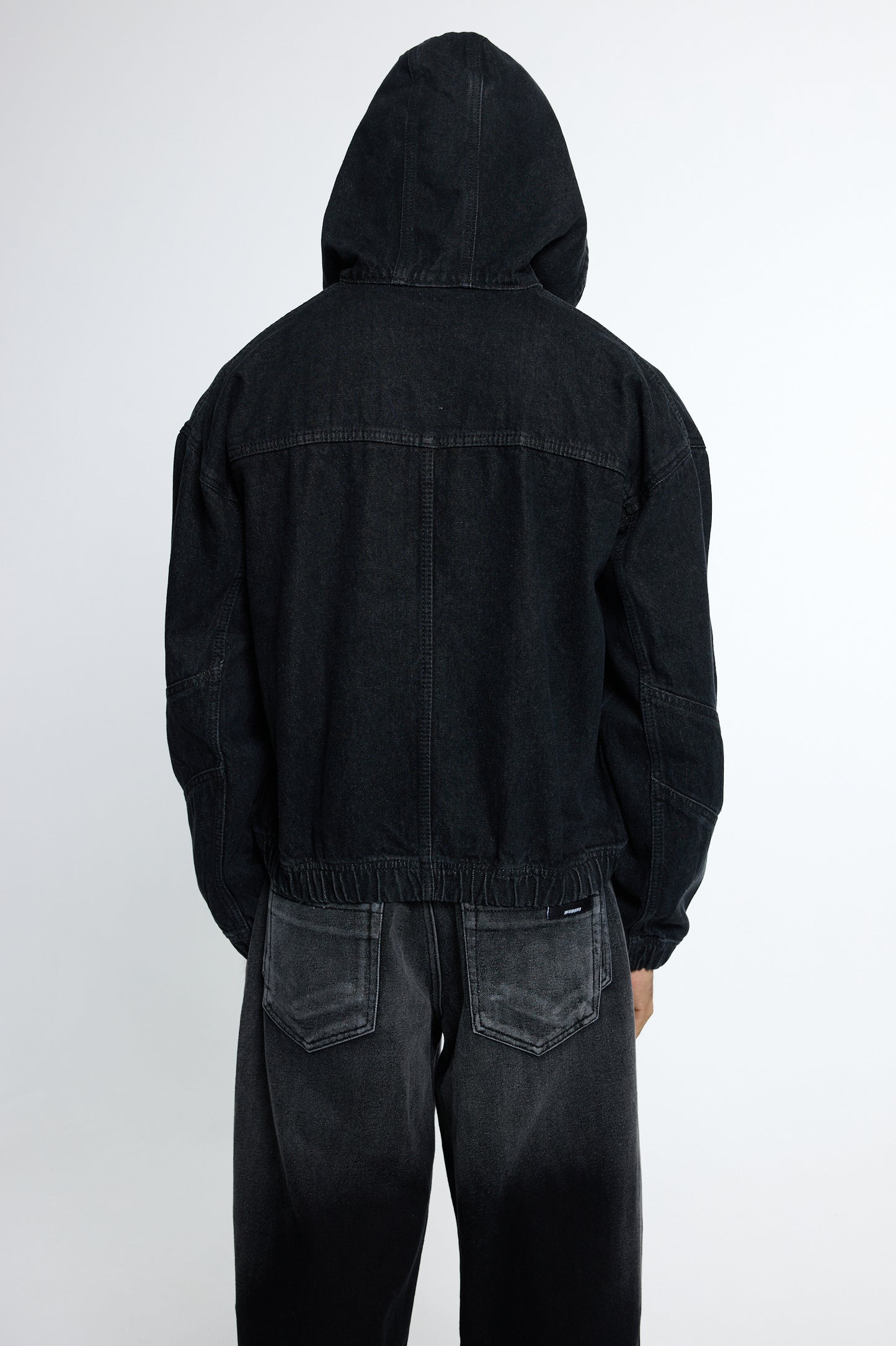 Black washed Denim Hoodie