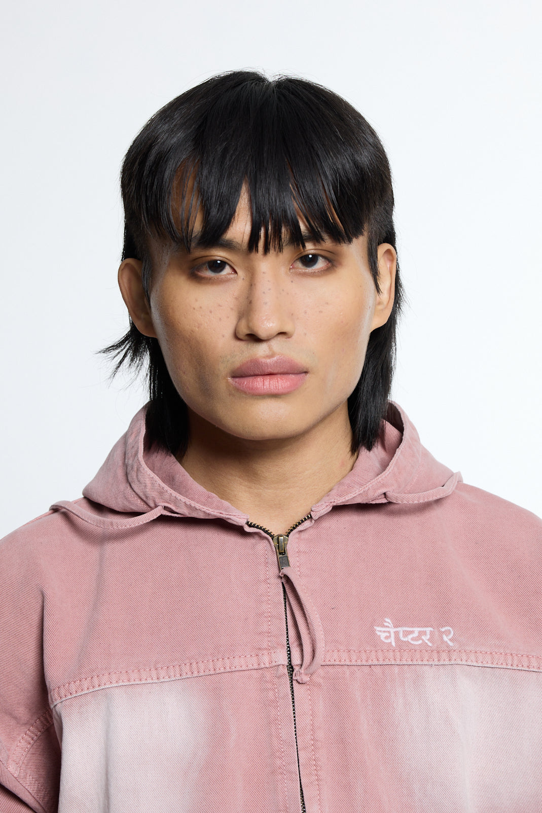 Pink Washed Denim Hoodie