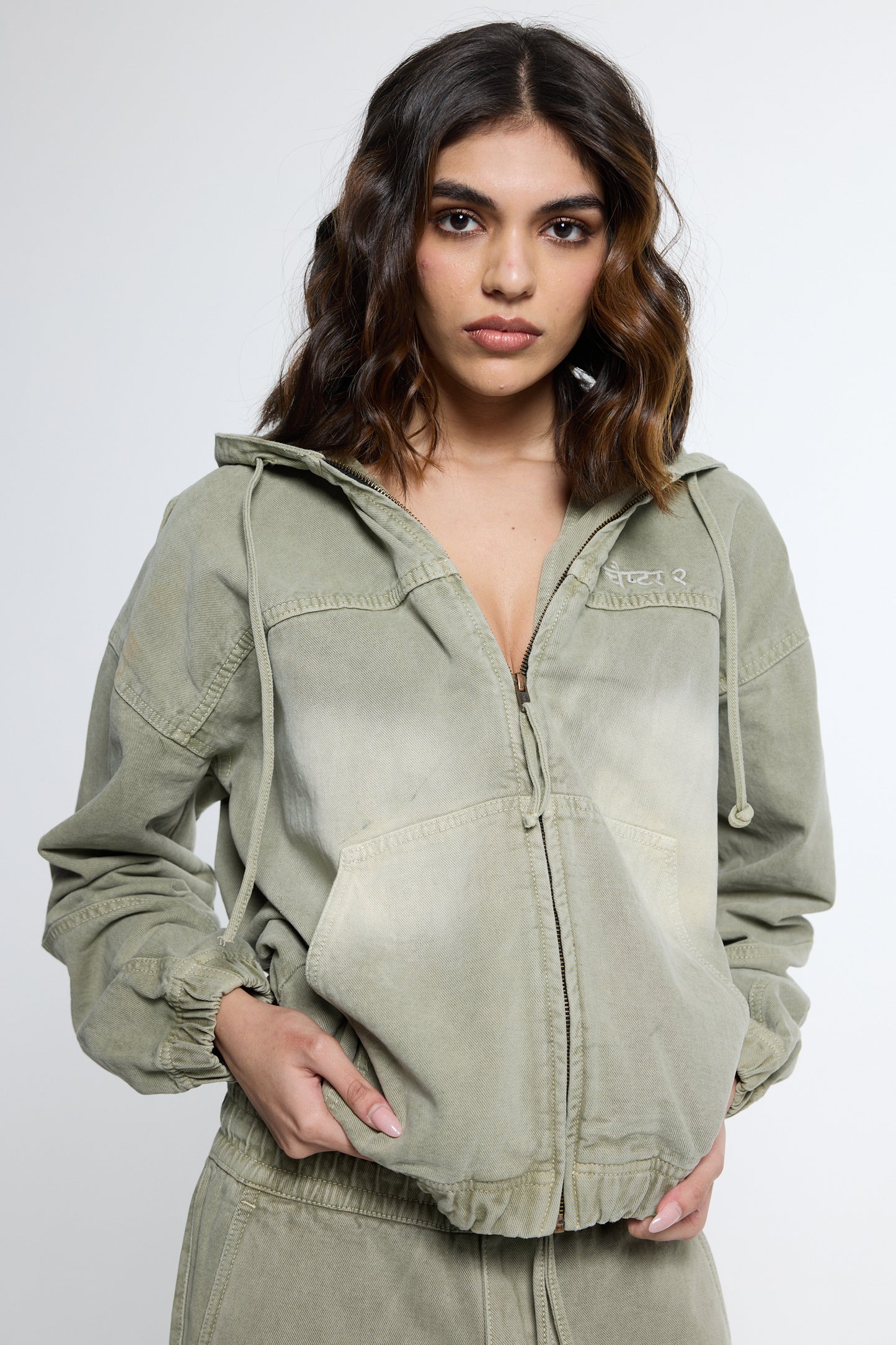 Olive Washed Denim Co-ord Set