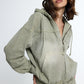 Olive Washed Denim Hoodie