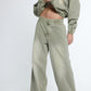 Olive Washed Denim Joggers