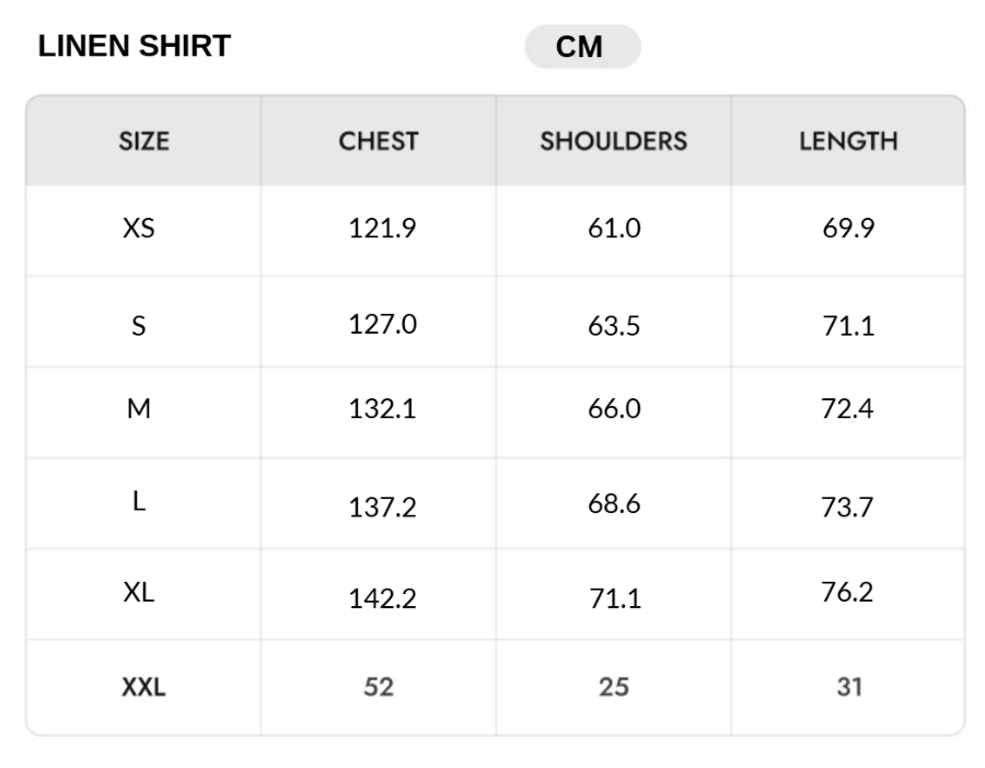 Size chart - CM