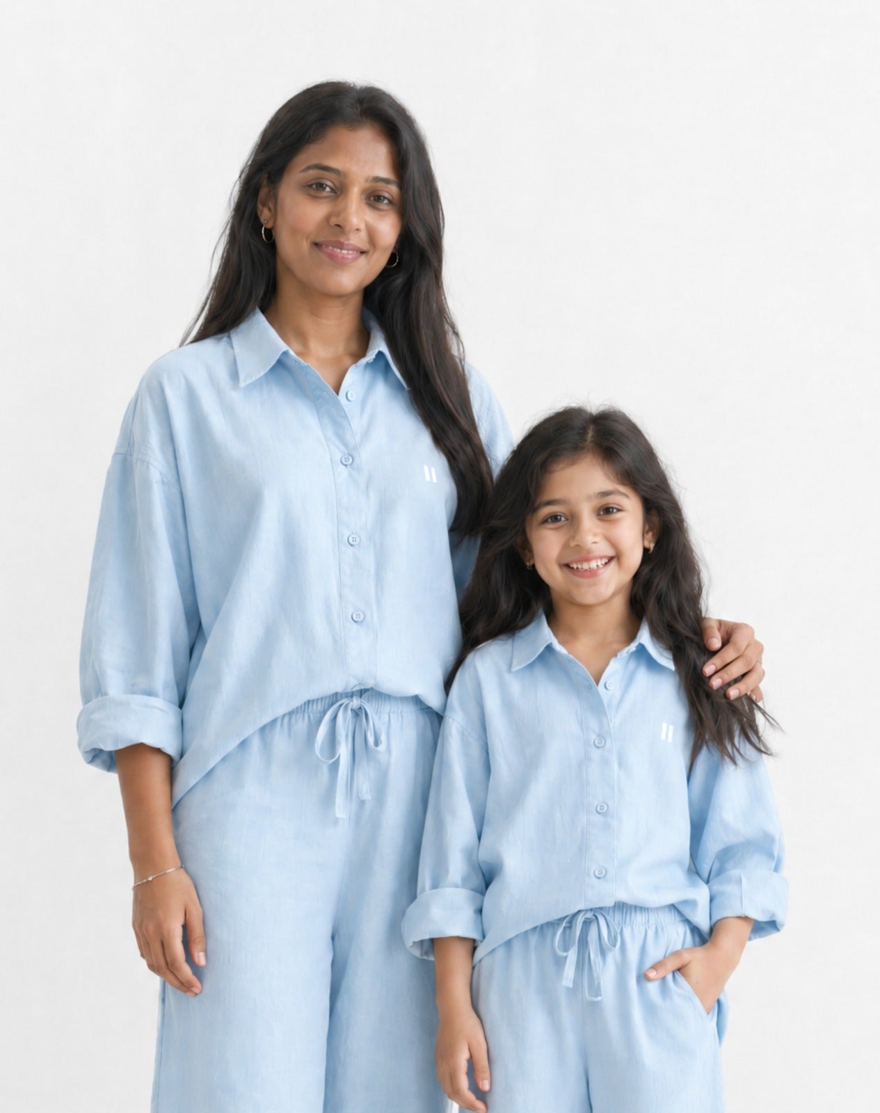 Light Blue Linen Shirt Set of 2