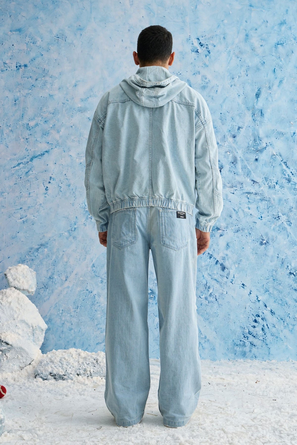 Light Blue Washed Denim Hoodie