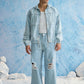 Light Blue Washed Denim Hoodie