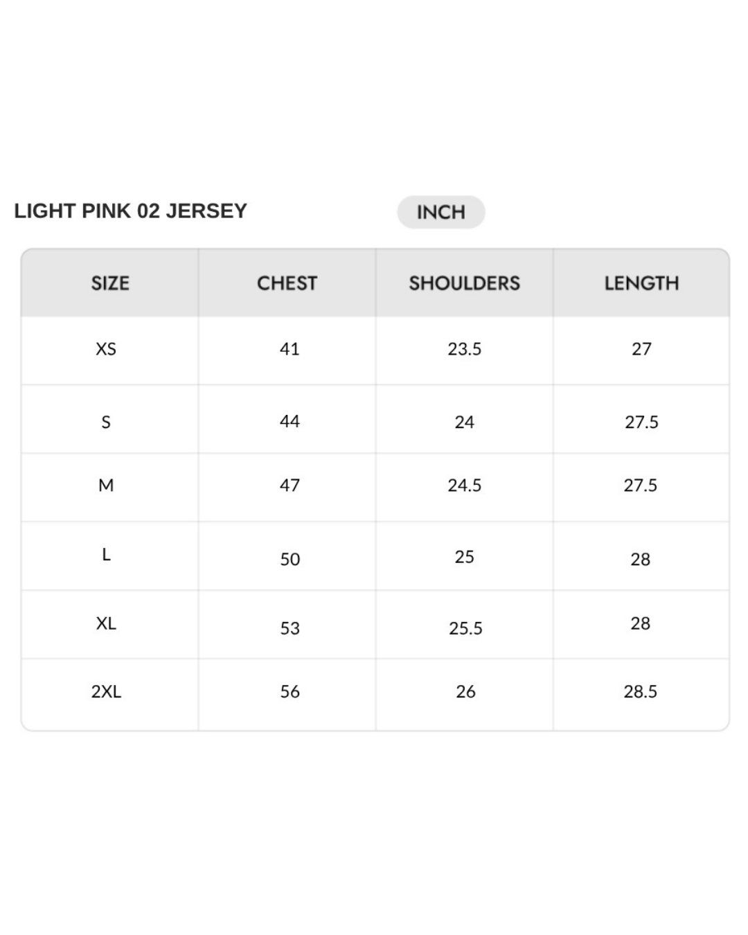 Size chart