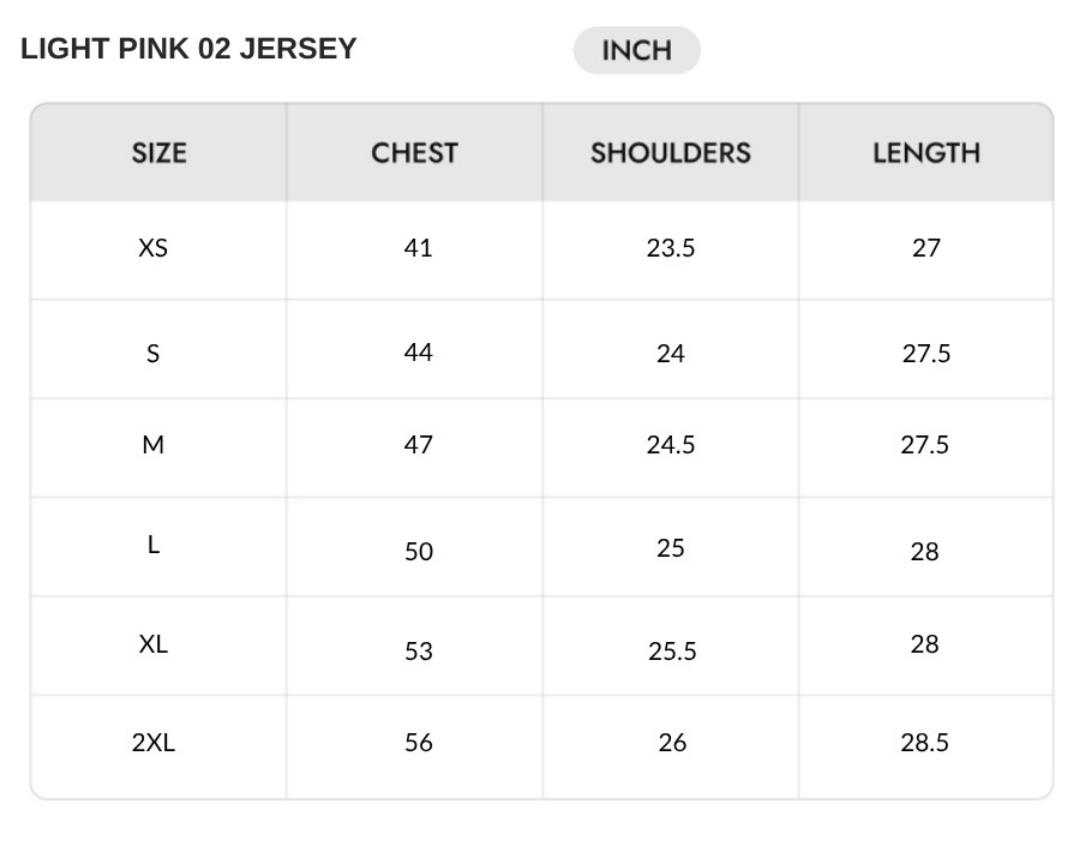 Size chart - INCH