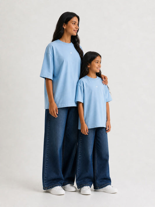 Light Blue Solid T-shirt Pack of 2
