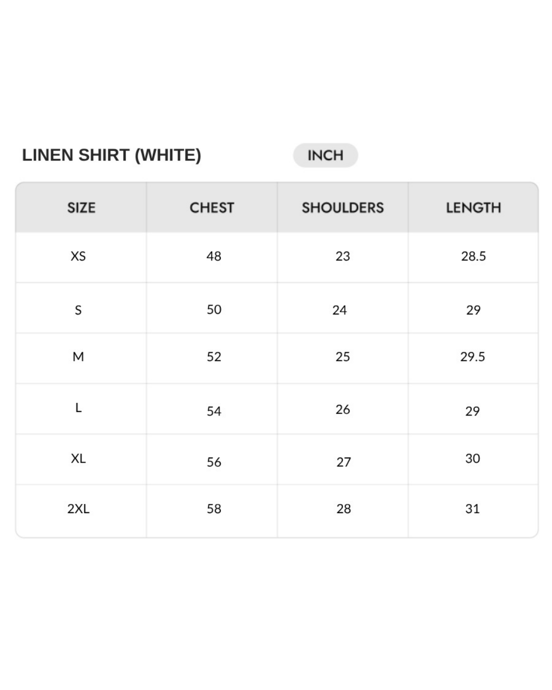 Size chart