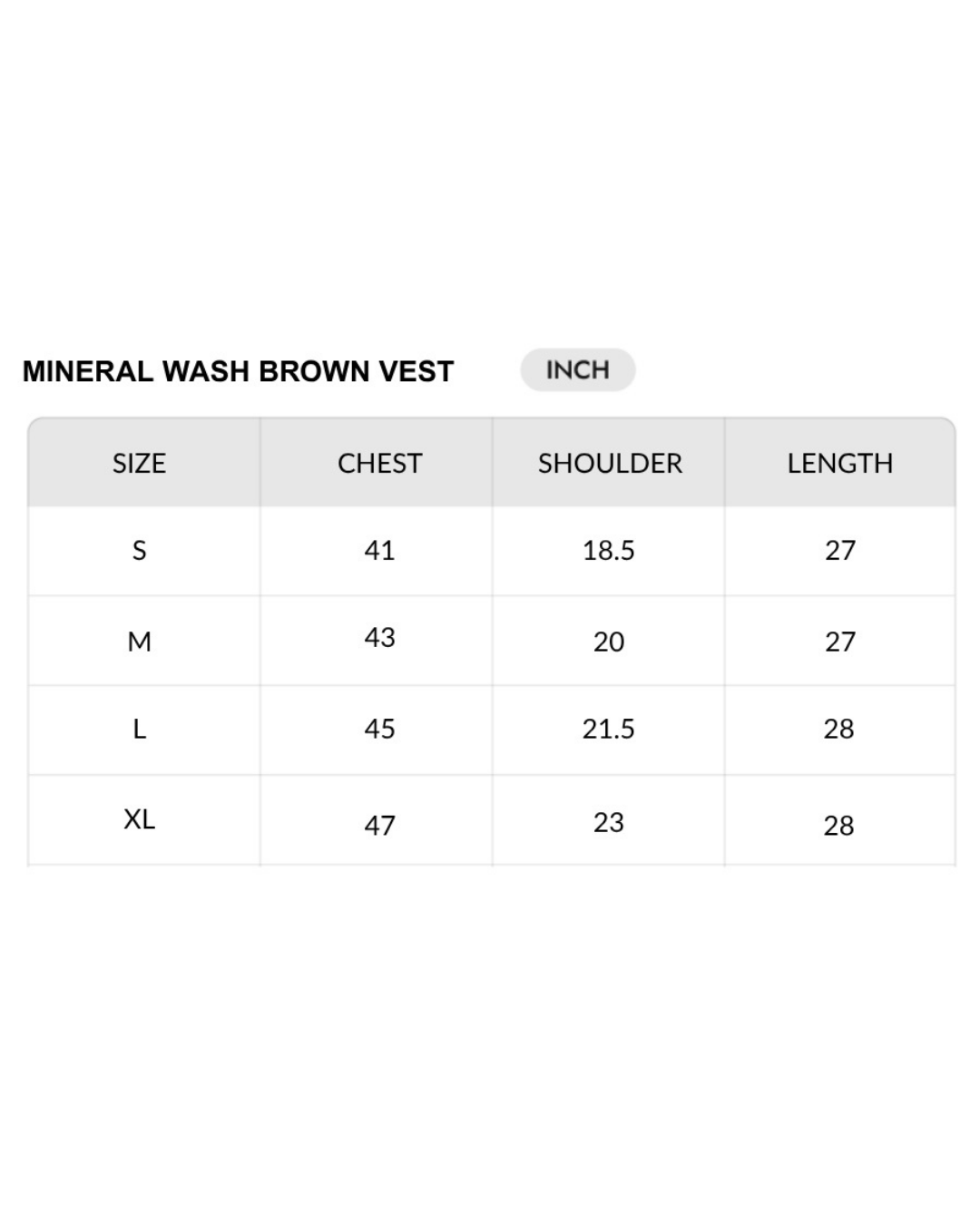 Size chart