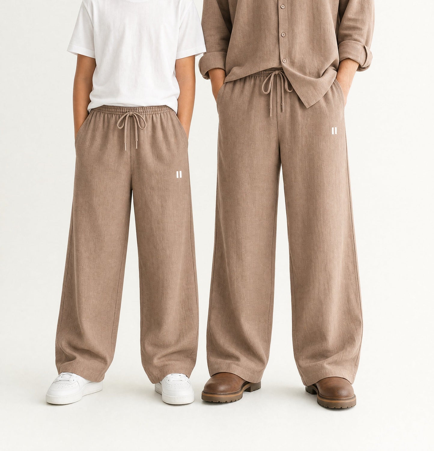 Mocha Brown Linen Pant Set of 2