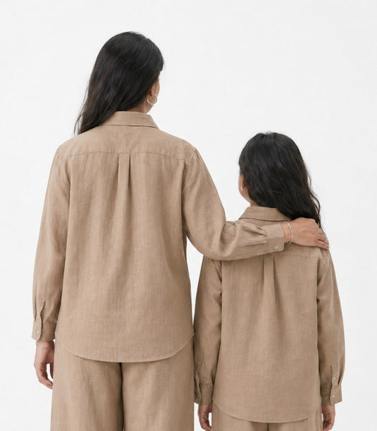 Mocha Brown Linen Shirt Set of 2