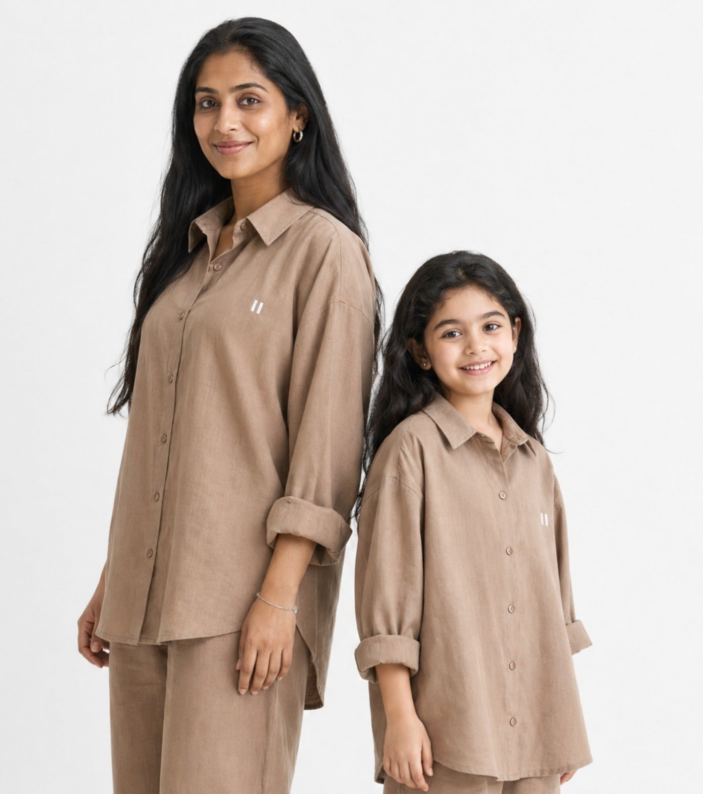 Mocha Brown Linen Shirt Set of 2