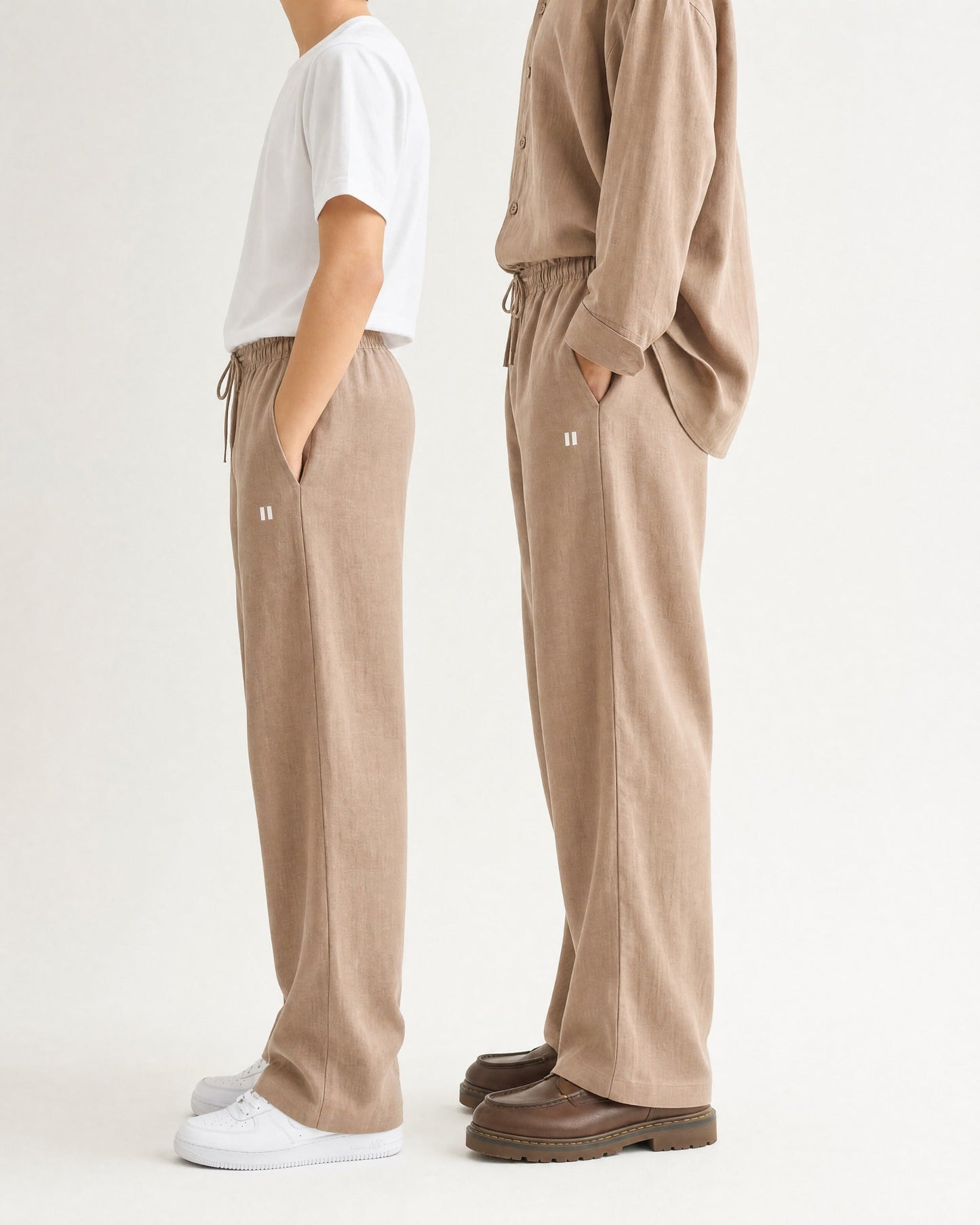 Mocha Brown Linen Pant Set of 2
