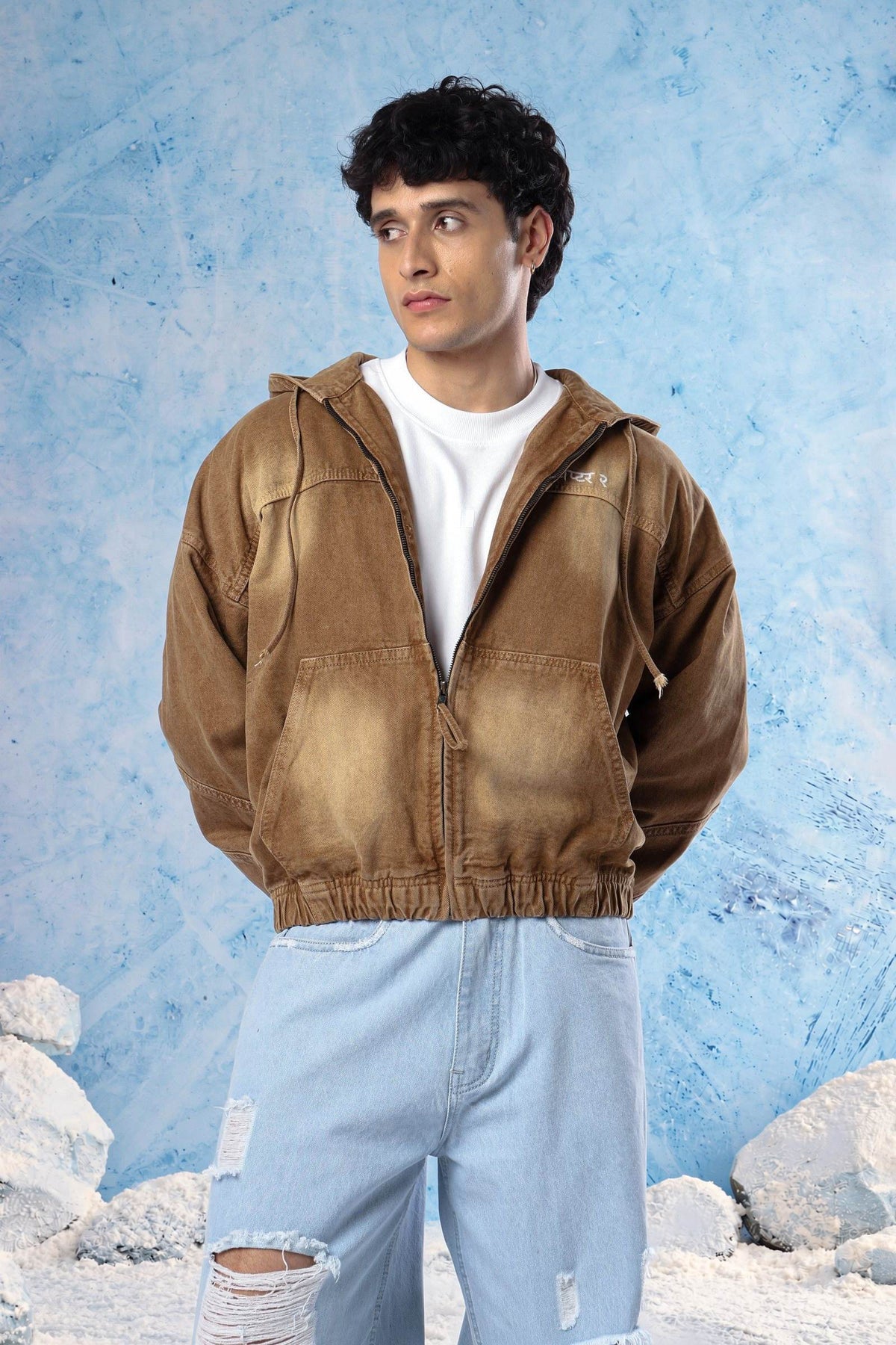 Mocha Brown Denim Hoodie