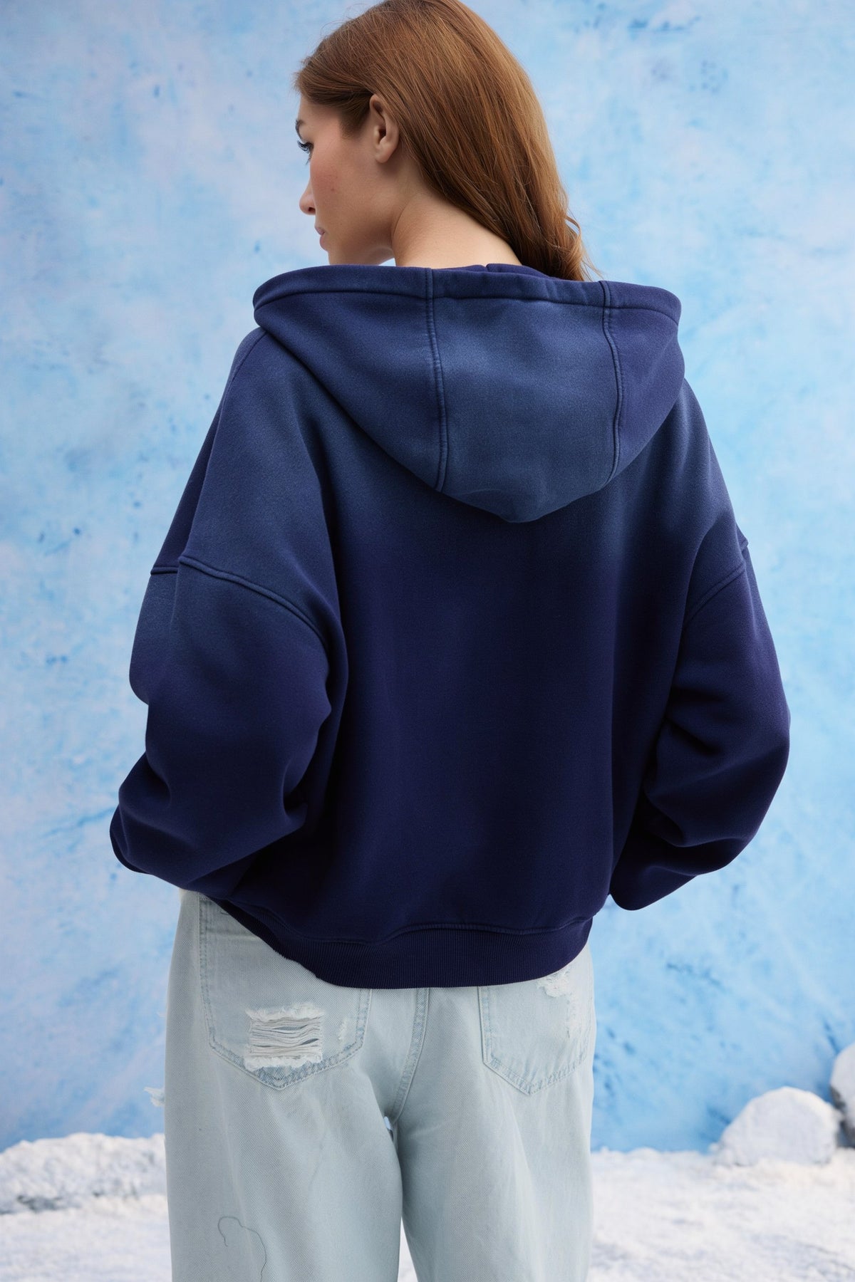 Navy Blue Ombre Polo Hoodie