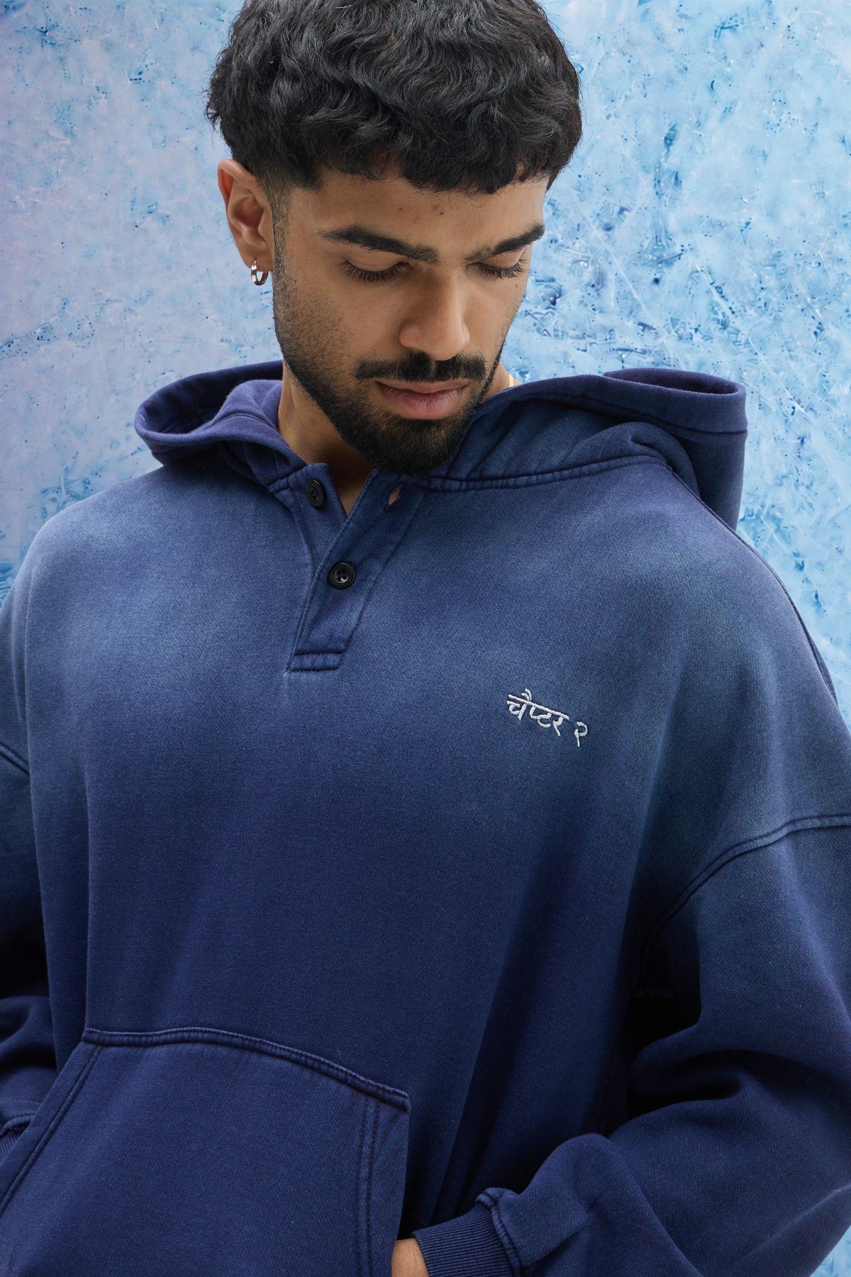 Navy Blue Ombre Polo Hoodie