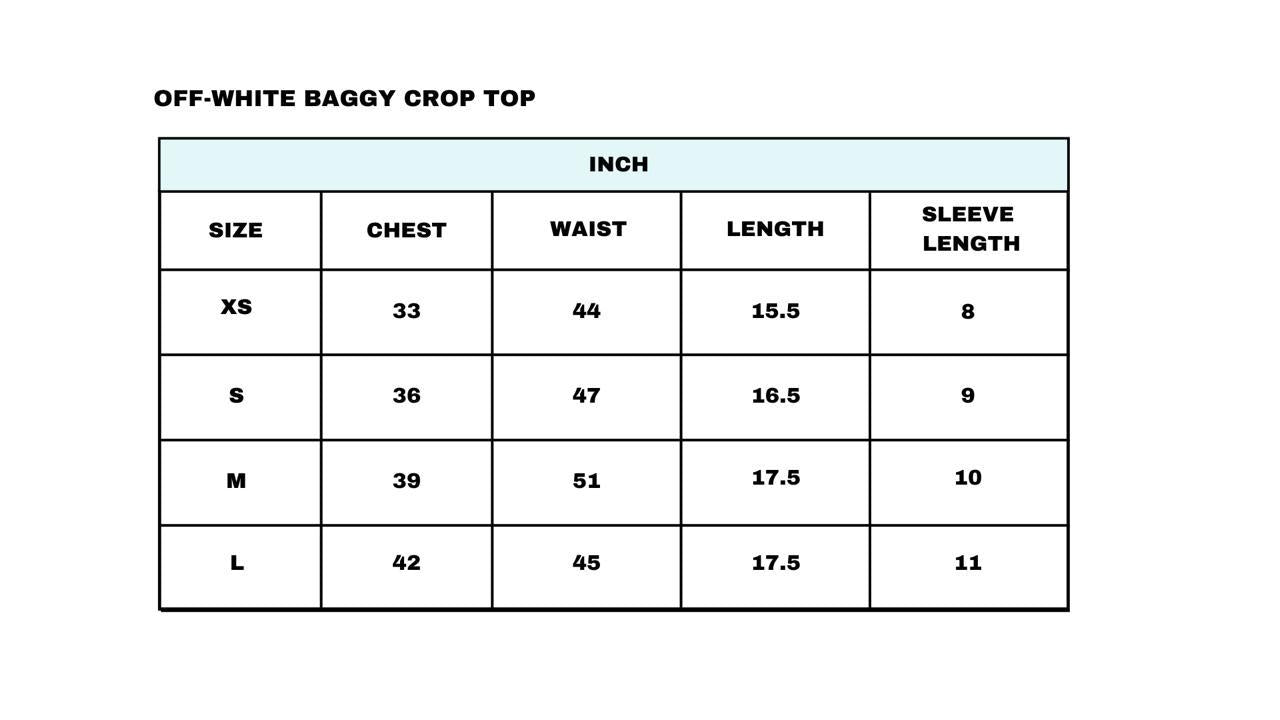 Size chart