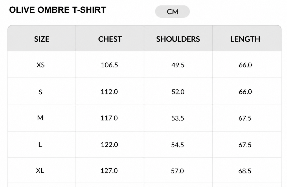 Size chart - CM