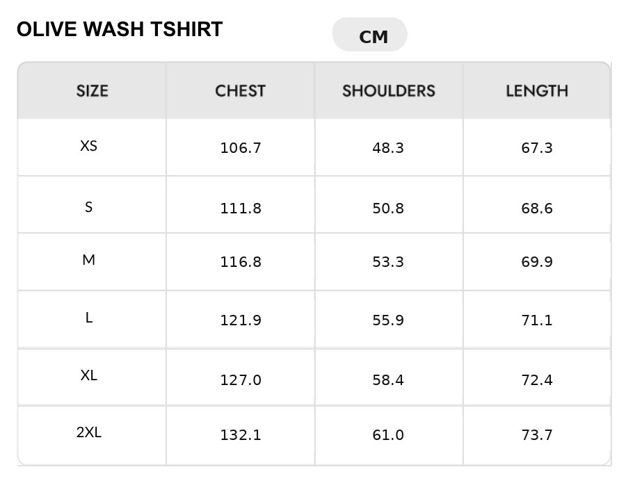Size chart - CM