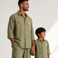 Olive Green Linen Shirt Set of 2