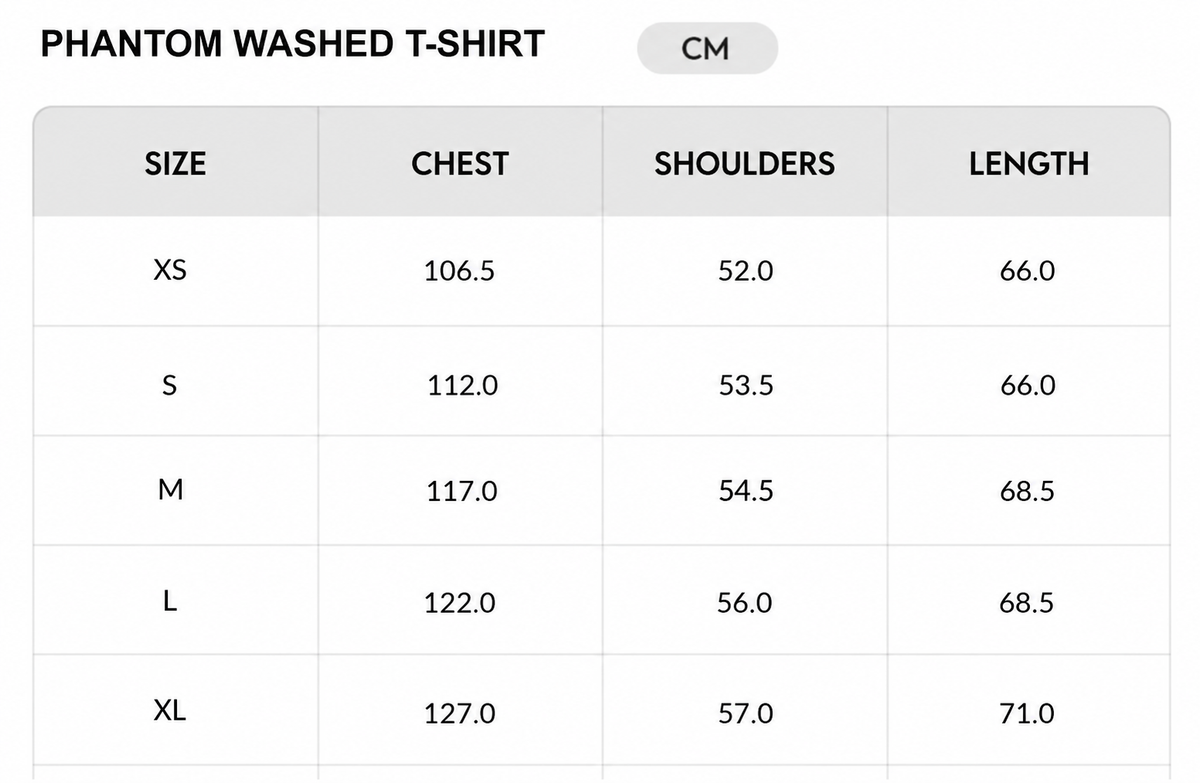 Size chart - CM