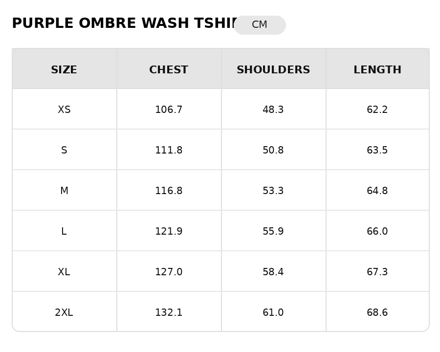 Size chart - CM