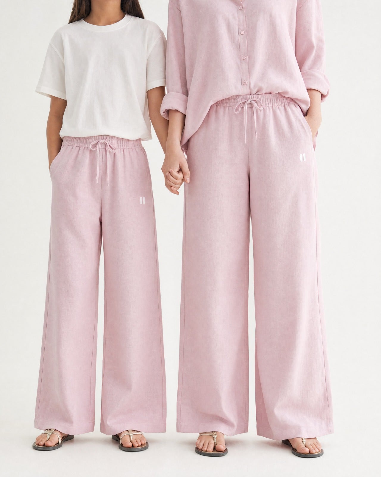 Light Pink Linen Pant Set of 2