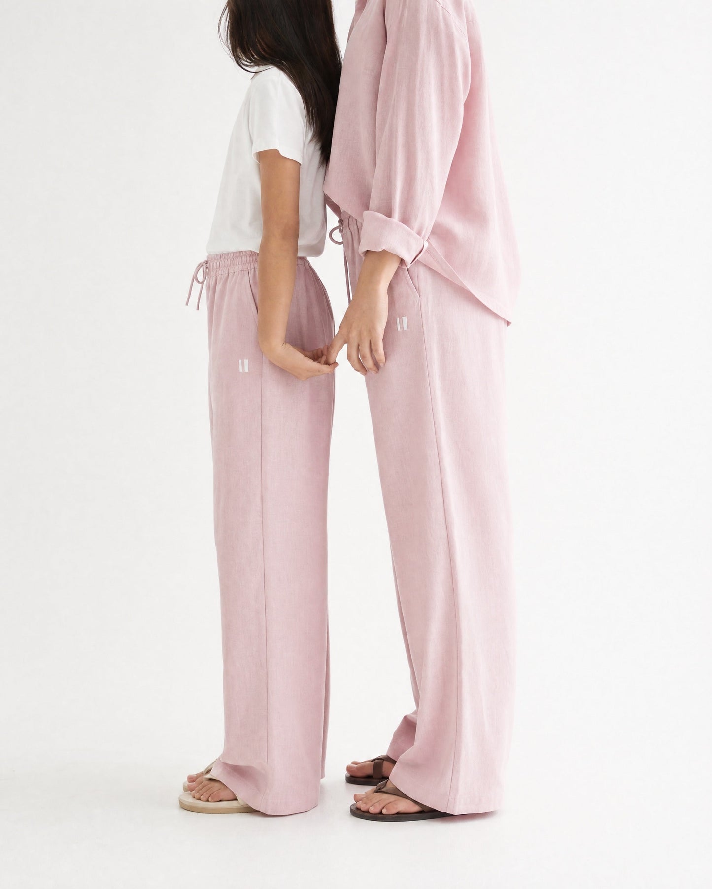 Light Pink Linen Pant Set of 2