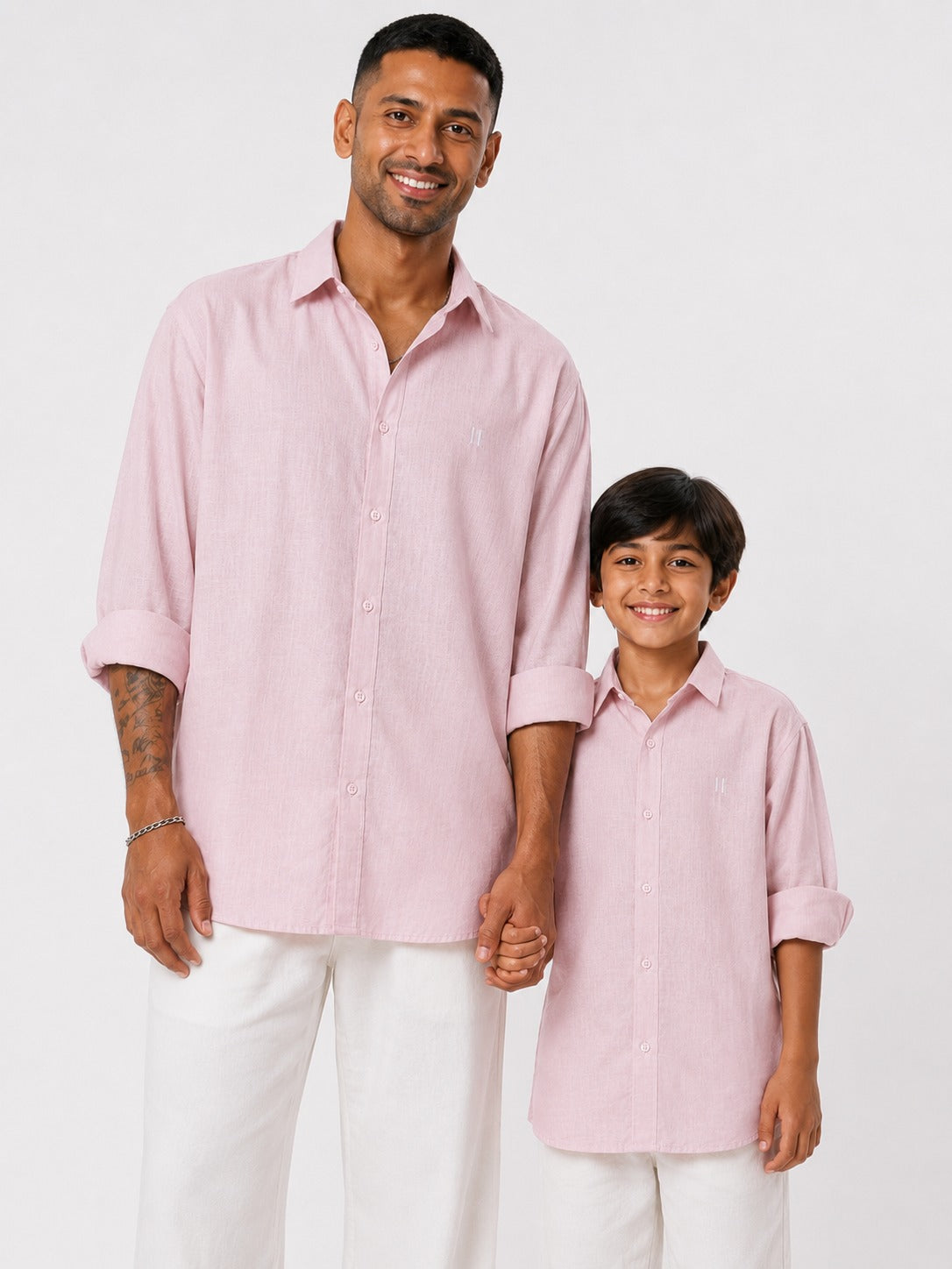 Light Pink Linen Shirt Set of 2