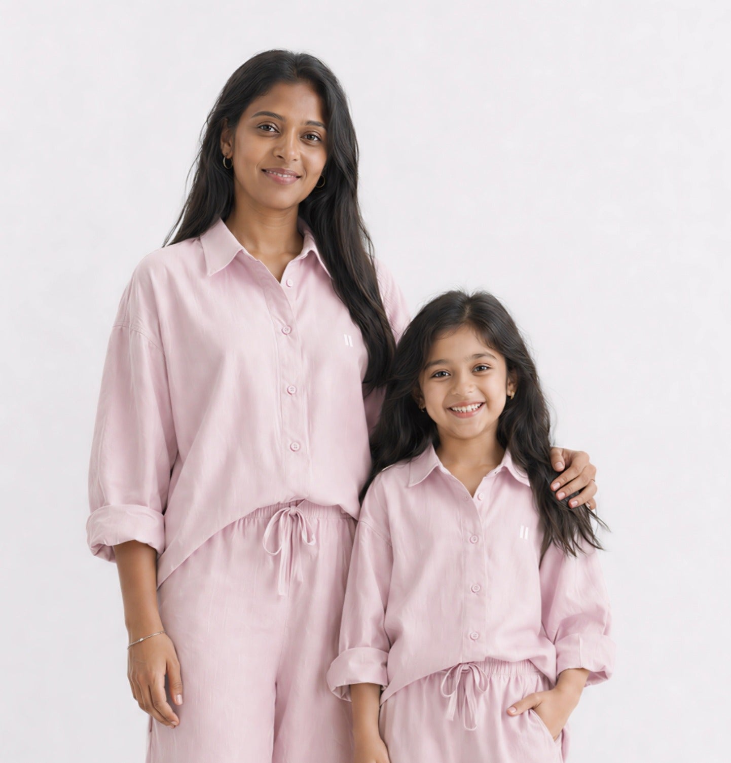 Light Pink Linen Shirt Set of 2