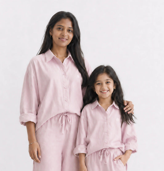 Light Pink Linen Shirt Set of 2