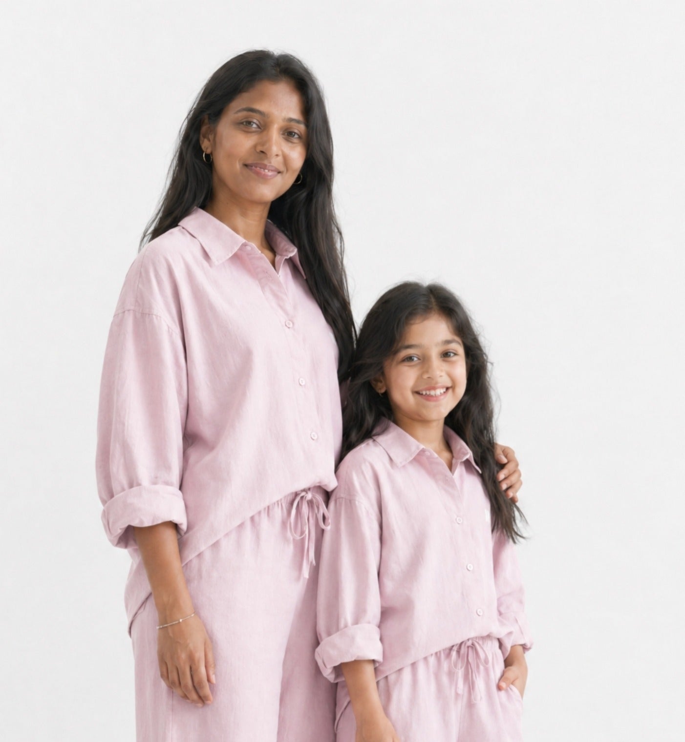 Light Pink Linen Shirt Set of 2