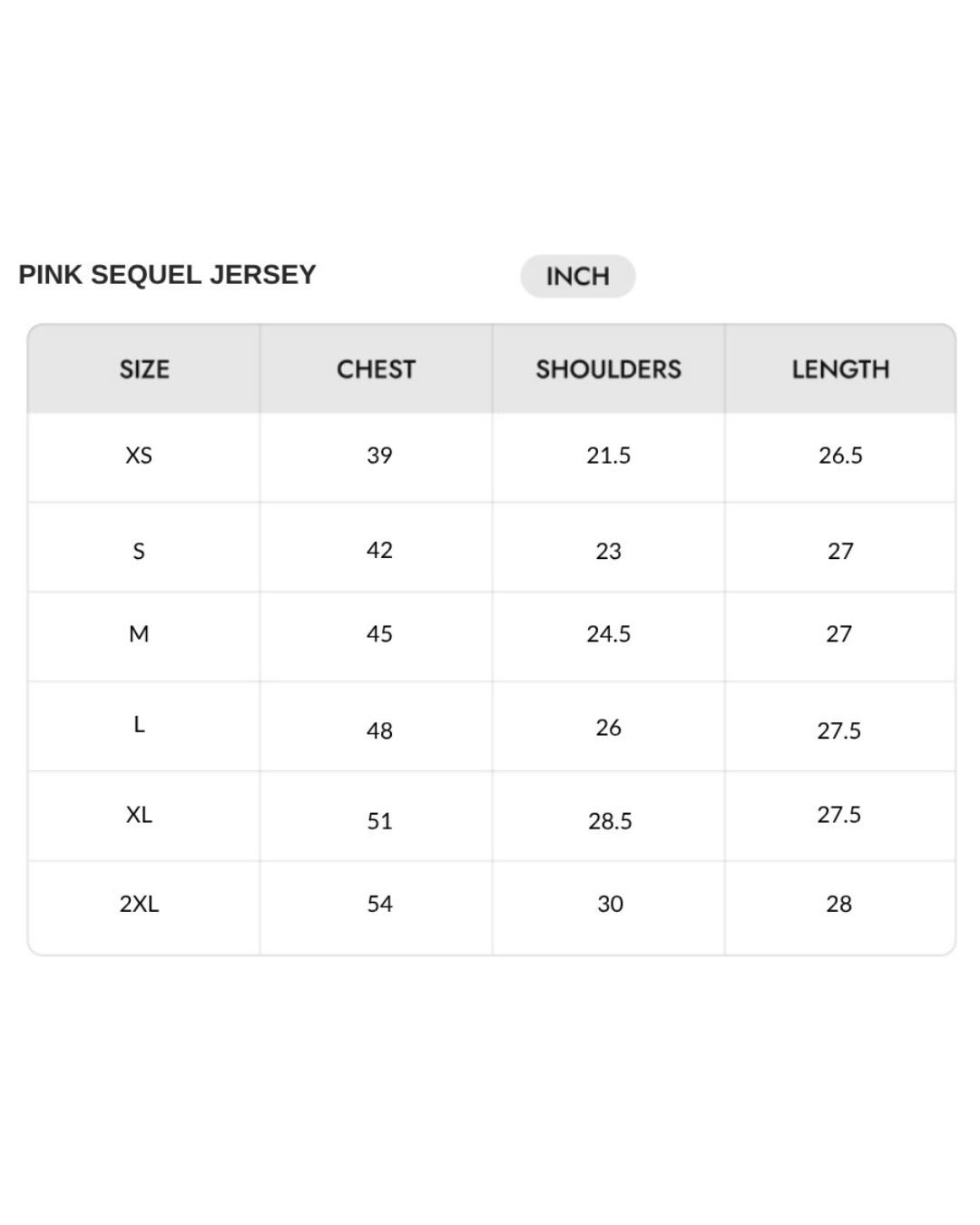 Size chart