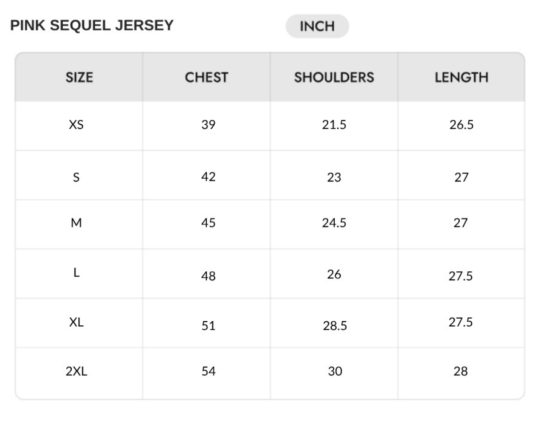 Size chart - INCH