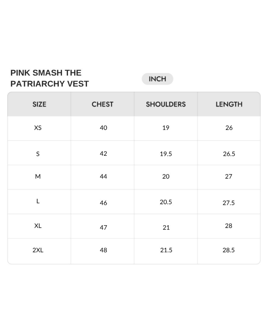 Size chart
