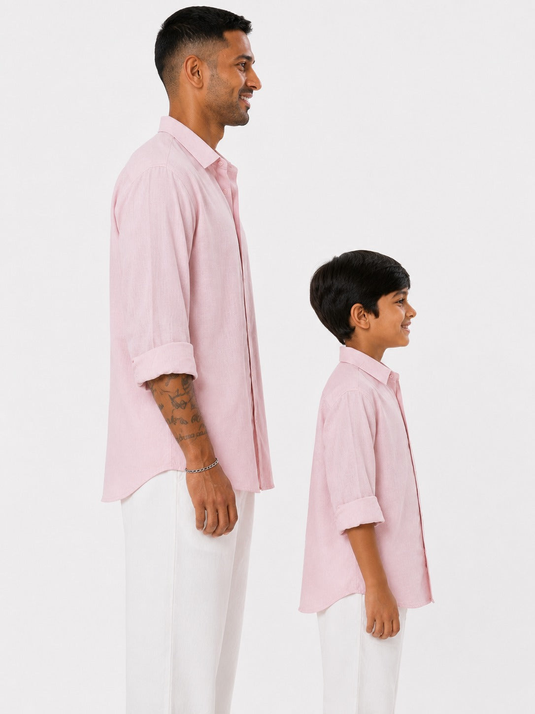 Light Pink Linen Shirt Set of 2