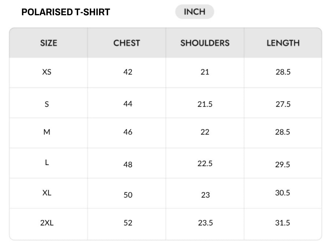 Size chart - INCH