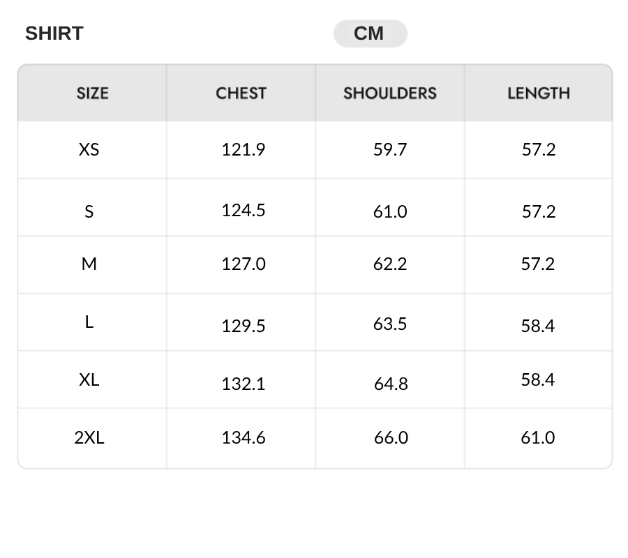Size chart - CM